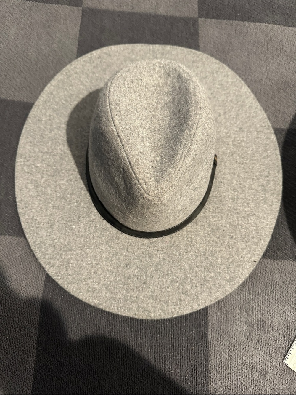 Ladies Gray Polyester Fedora with Black Band S/M 56 cm